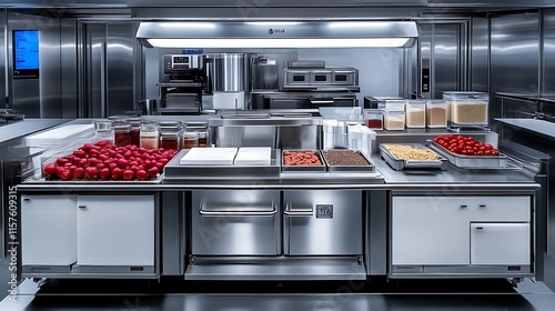 Modern Stainless Steel Kitchen Culinary Equipment Display photo