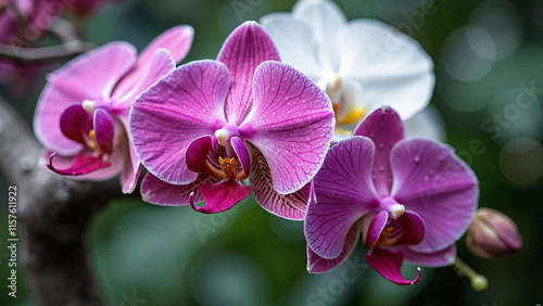 Exquisite Orchid Arrangement: Vibrant Pink, White, and Purple Blooms for Weddings, Decor, and Botanical Art