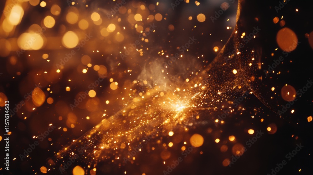 Obraz premium Welding Sparks in Action: Fiery Industrial Scene