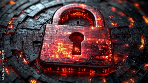 Padlock icon with encrypted binary codes symbolizing cybersecurity