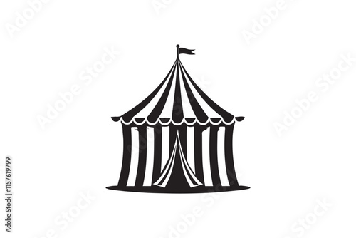simple black an white circus tent vector silhouette isolated on a white background