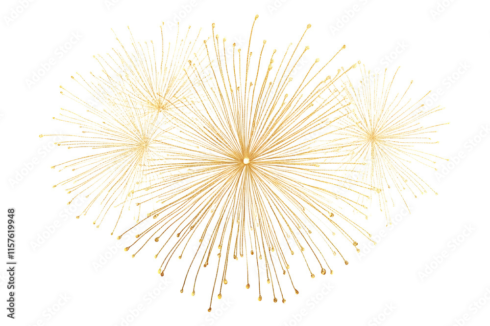 Festive new year's Golden fireworks isolated on a white background. Vector illustration Festive new year's Golden fireworks isolated on a white background. Vector illustration