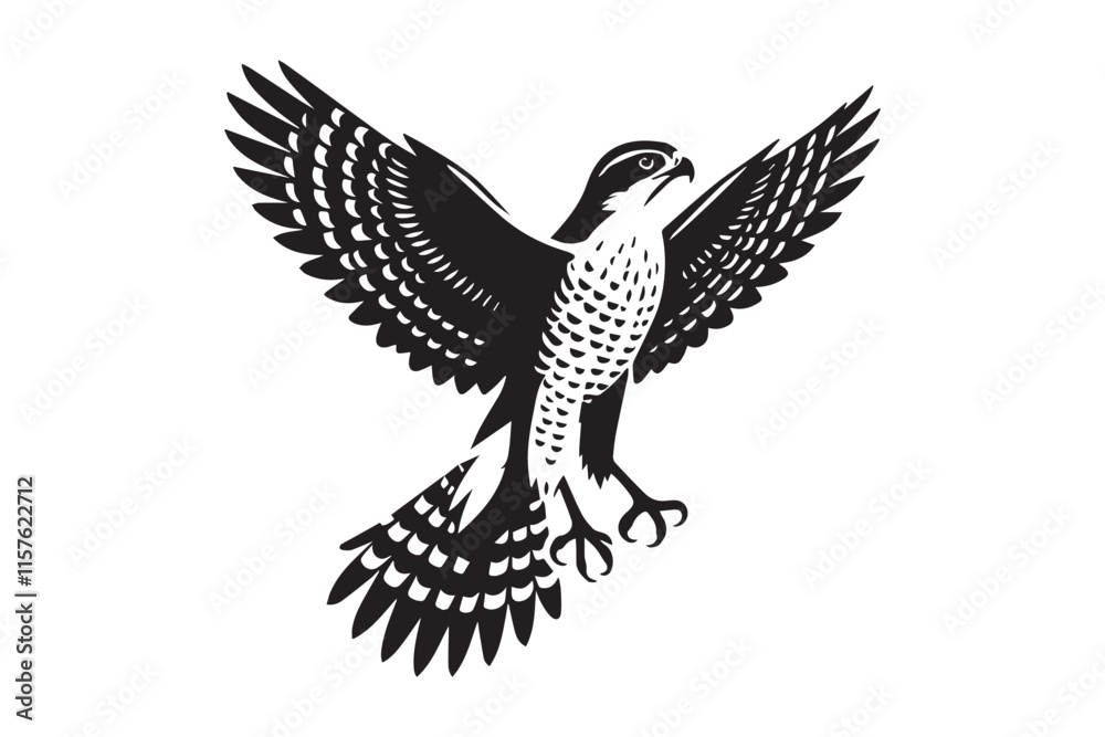 Obraz premium simple black an white goshawk vector silhouette isolated on a white background