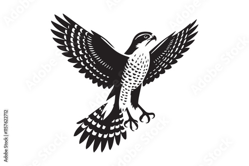 simple black an white goshawk vector silhouette isolated on a white background