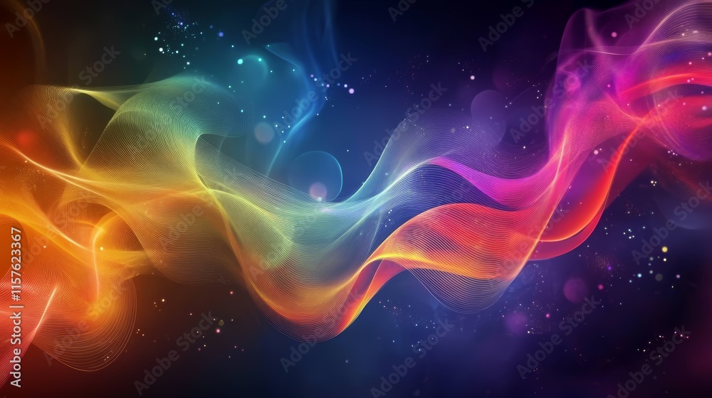 Fototapeta premium Abstract colorful smoke swirls on dark background