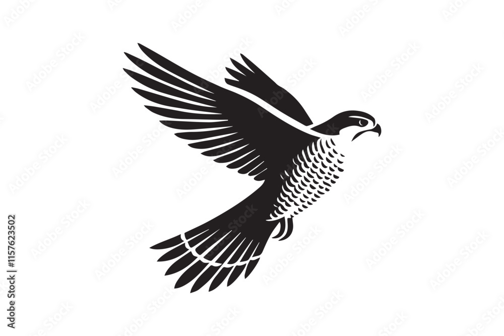 Fototapeta premium simple black an white goshawk vector silhouette isolated on a white background