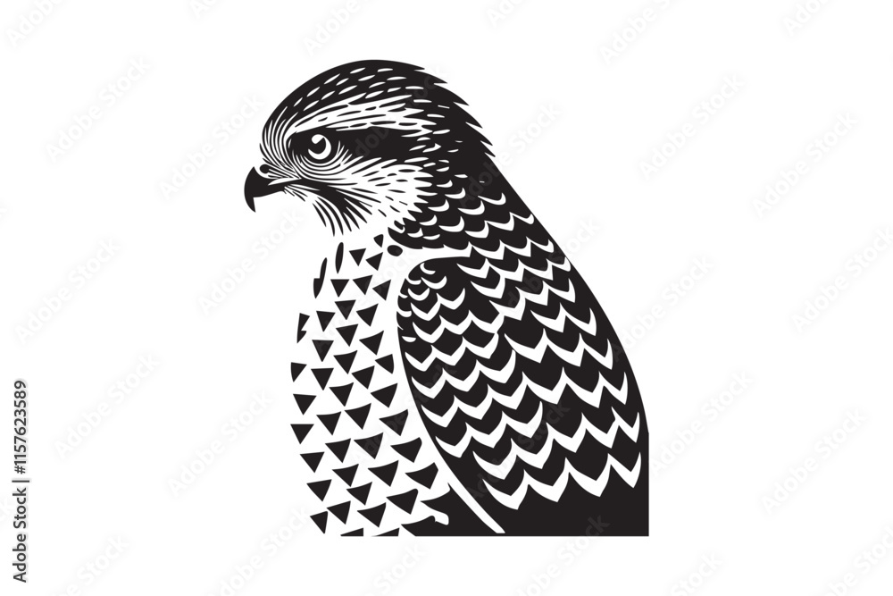 Fototapeta premium simple black an white goshawk vector silhouette isolated on a white background