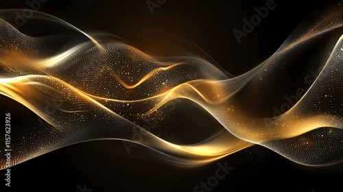 Abstract gold wave on black background