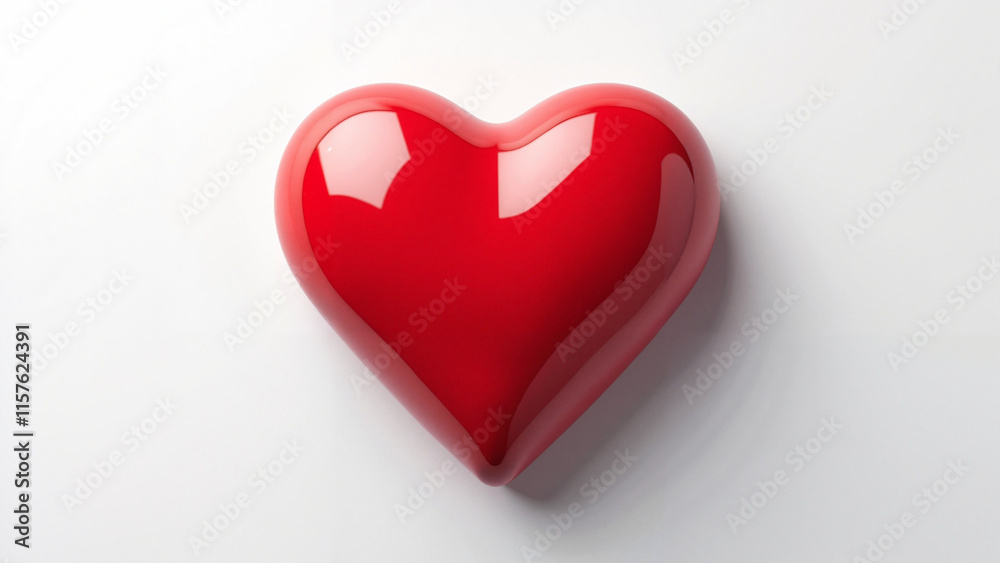 Glossy 3D Red Heart on White: Perfect for Valentine's Day Cards, Love-Themed Marketing, and Relationship Content Glossy 3D Red Heart on White: Perfect for Valentine's Day Cards, Love-Themed Marketing, and Relationship Content