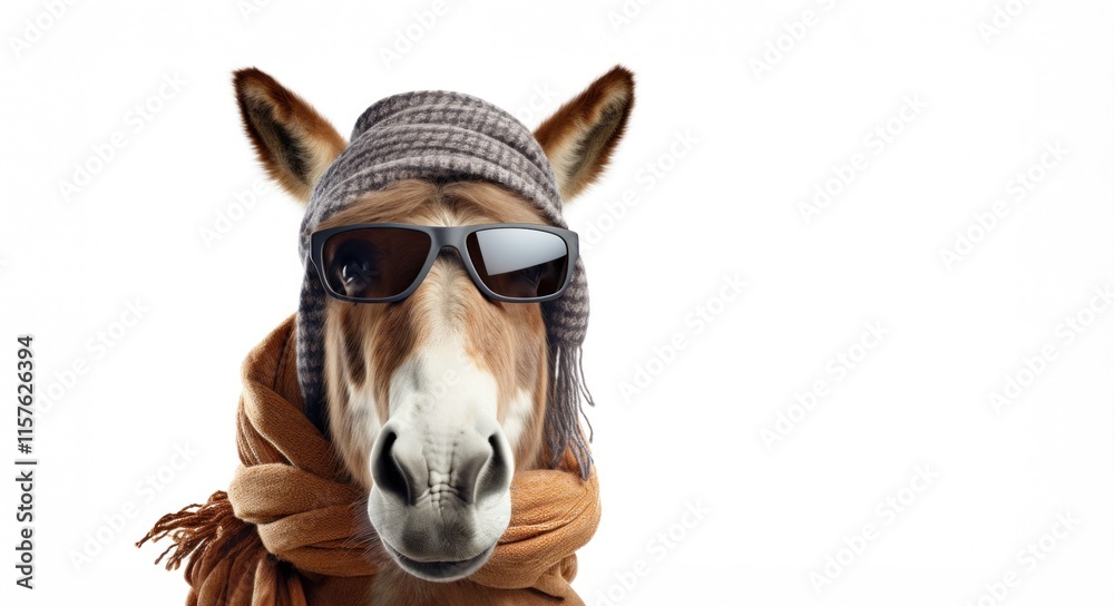 Fashionable Horse with Sunglasses and Headscarf Fashionable Horse with Sunglasses and Headscarf