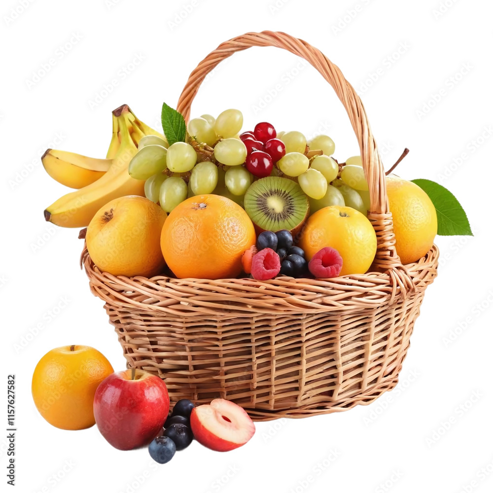 Fruits with basket isolated on transparent background Fruits with basket isolated on transparent background