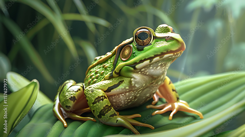 illustration of a green frog with brown eyes on a green leaf stock image of realistic amphibian wildlife nature and rainforest animals close up
illustration of a green frog with brown eyes on a green leaf stock image of realistic amphibian wildlife nature and rainforest animals close up
