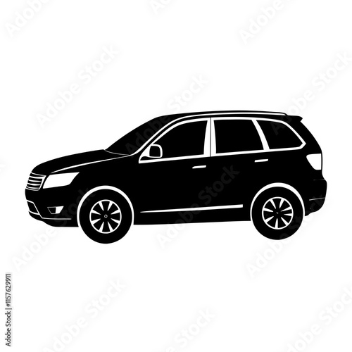 Eco-Friendly Hybrid Car Silhouette Vector on white background 