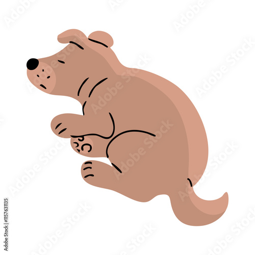 Cute dog is sleeping. A pet is a friend. Little cheerful puppy. Animal character. Cartoon vector illustration isolated on white background