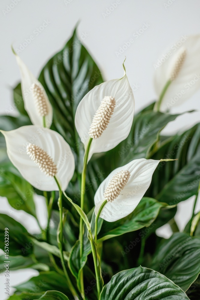 Peace Lily Plant White Flowers Lush Green Leaves Indoor Plant Houseplant Peace Lily Plant White Flowers Lush Green Leaves Indoor Plant Houseplant