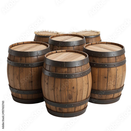 Wooden barrel isolated on transparent background