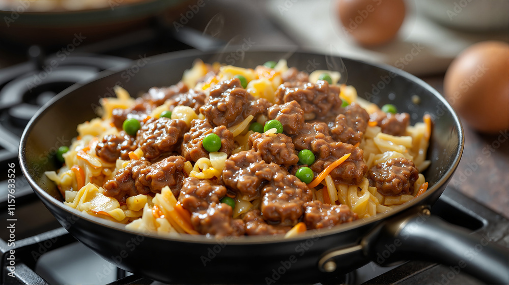 Keto beef stroganoff served over shirataki noodles
