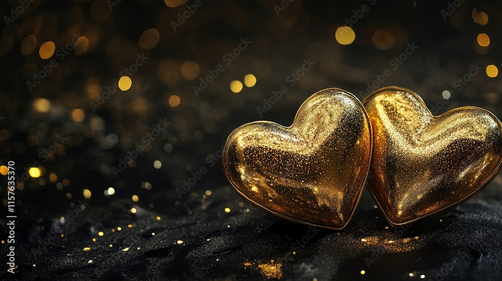 Naklejka premium Golden heart in the night