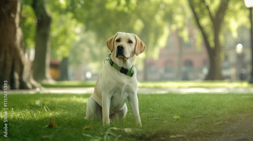 Labrador Retriever Sitting in a Sunny Park Labrador Retriever Sitting in a Sunny Park