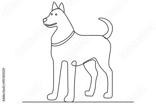 Continuous one line art drawing of dog vector illustration design photo