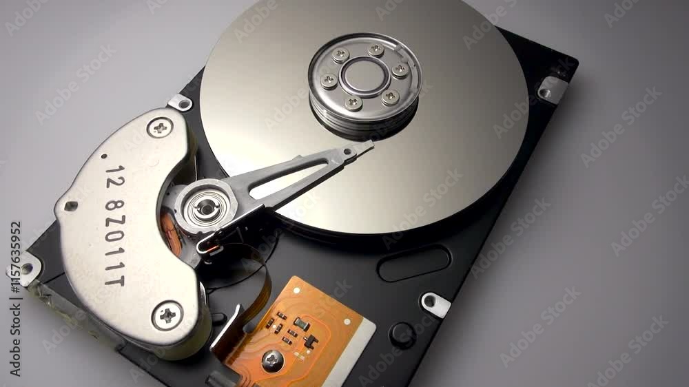 Computer hard drive and its parts close-up