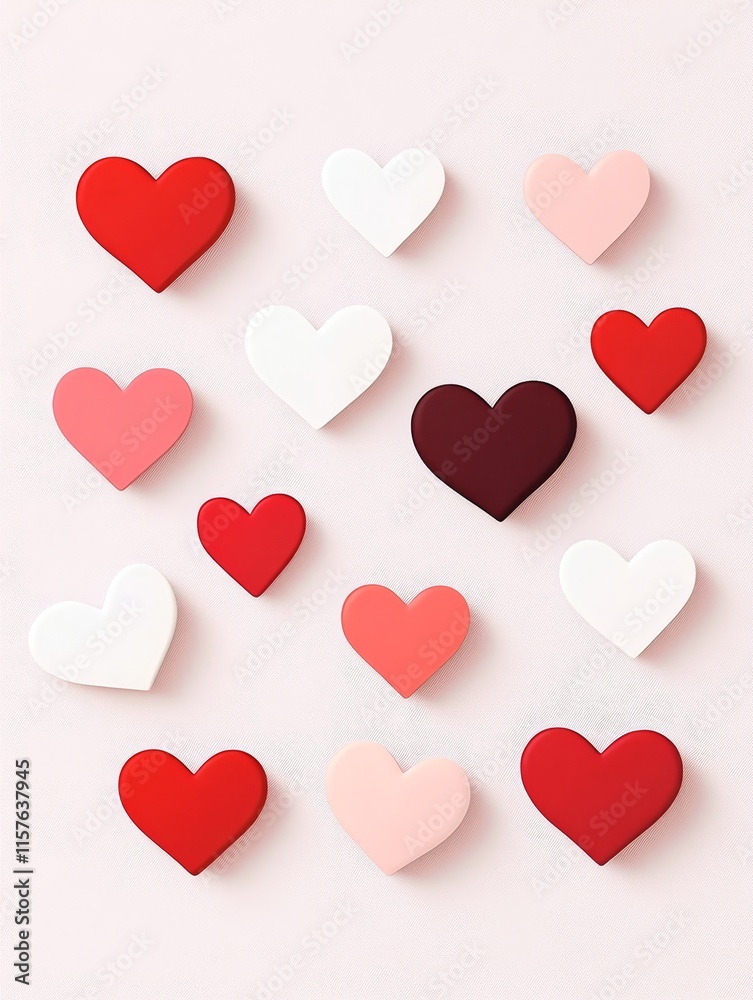 Minimalist Floating Hearts Design - Simple, elegant design featuring floating hearts in various shades of red and pink. Symbolizes love, affection, romance, connection, and unity. Minimalist Floating Hearts Design - Simple, elegant design featuring floating hearts in various shades of red and pink. Symbolizes love, affection, romance, connection, and unity.
