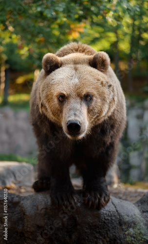 Kamchatka brown bear on rock