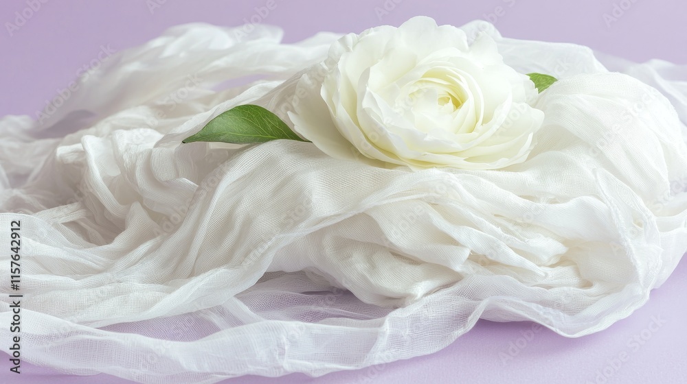 Soft White Fabric with Flower Arrangement Soft White Fabric with Flower Arrangement