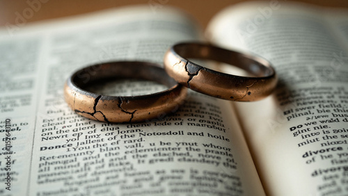 Broken Wedding Rings on Dictionary: Divorce Symbolism for Legal, Counseling, and Support Services