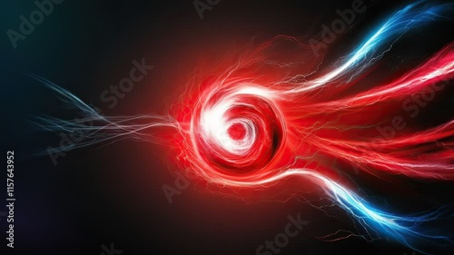 Fiery Vortex: Red & Blue Energy Swirl Abstract Art