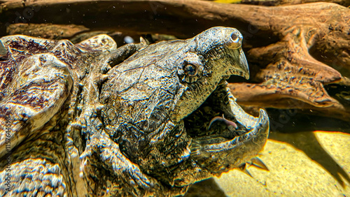 Ein Portrait einer Geierschildkröte.