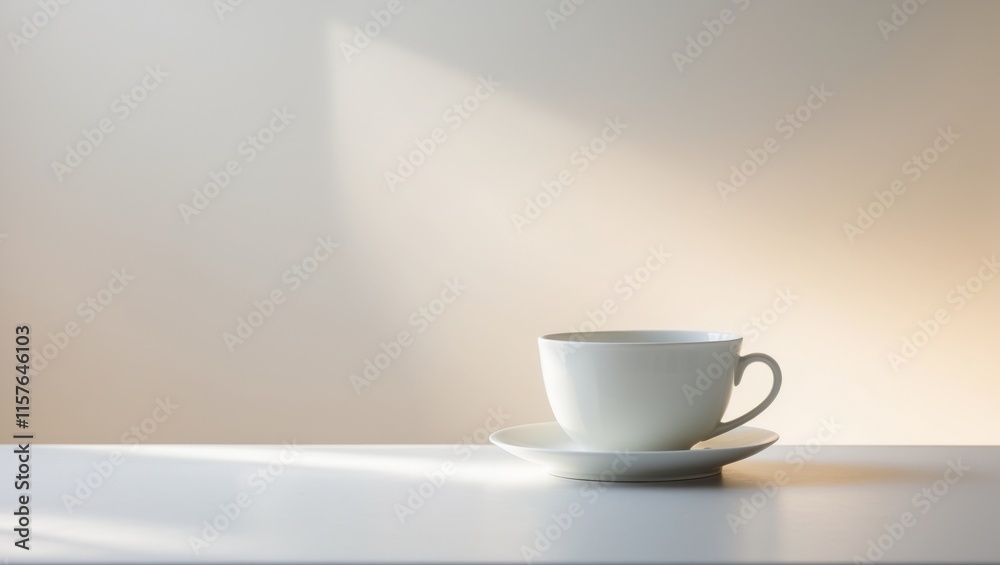 there is a white cup and saucer on a table there is a white cup and saucer on a table
