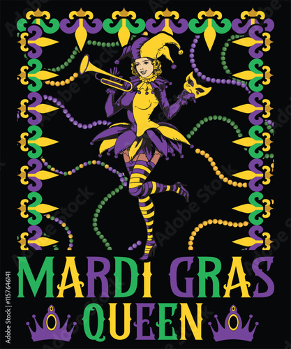 Mardi Gras T-Shirt, Women Mardi Gras T-Shirt, Crawfish Shirt, 
Mardi Gras Parade Gift, Louisiana Carnival Party, New Orleans Carnival Bow photo