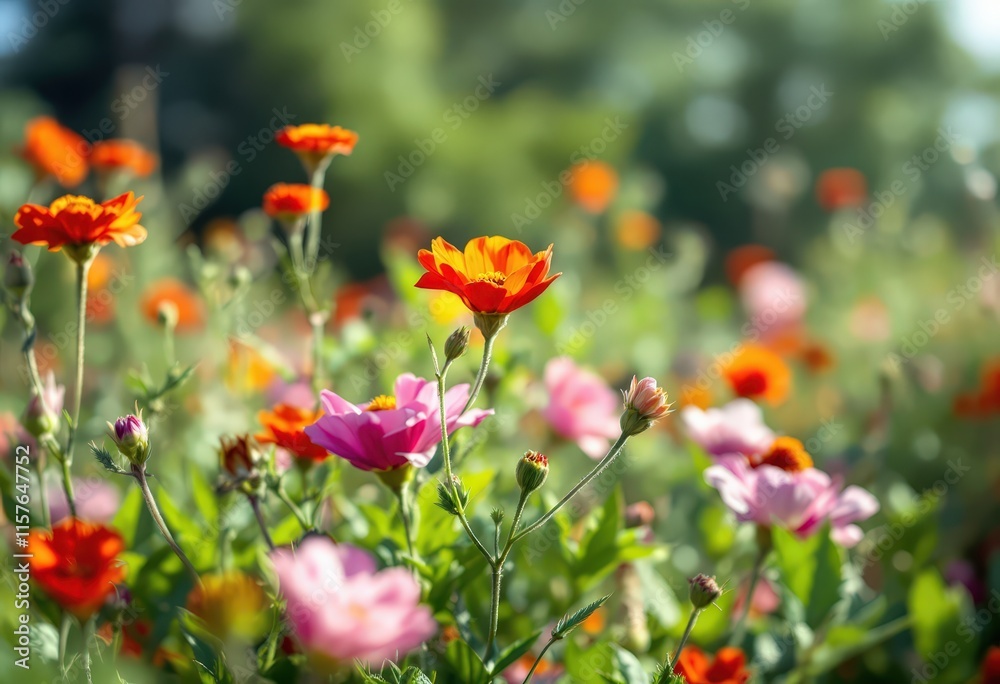 Vibrant wildflowers in a sunlit meadow. Perfect for Spring, Easter, Mother's Day, and summer celebrations. Great for greeting cards and invitations. Vibrant wildflowers in a sunlit meadow. Perfect for Spring, Easter, Mother's Day, and summer celebrations. Great for greeting cards and invitations.