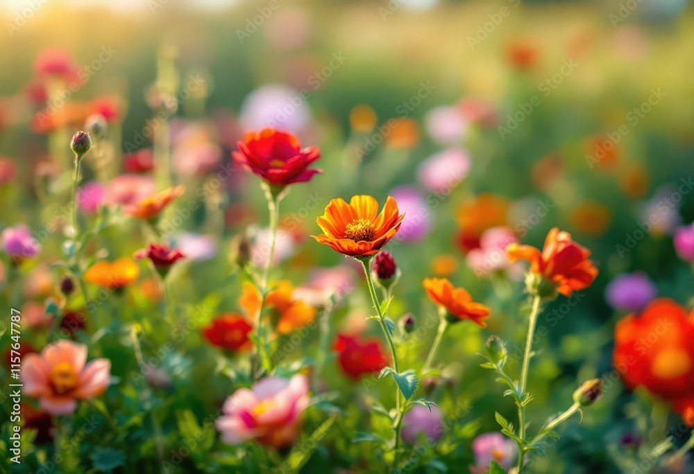Vibrant wildflowers in a sunlit meadow. Perfect for Spring, Easter, Mother's Day, and summer celebrations. Great for greeting cards and invitations. Vibrant wildflowers in a sunlit meadow. Perfect for Spring, Easter, Mother's Day, and summer celebrations. Great for greeting cards and invitations.