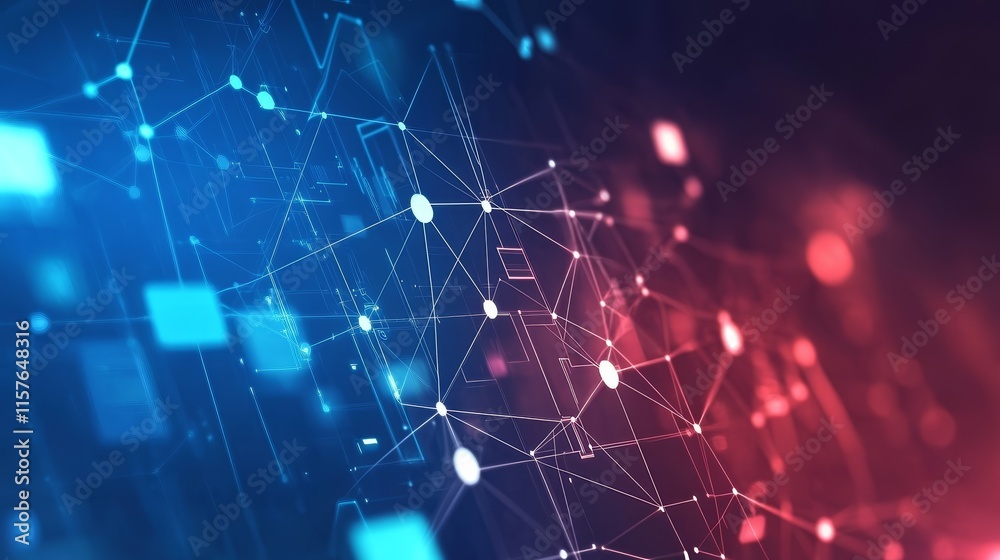 Obraz premium Abstract network connection, digital data flow, futuristic technology background