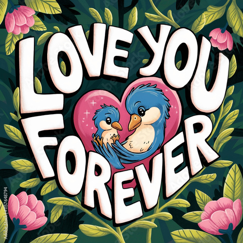 Two blue birds in a heart with 