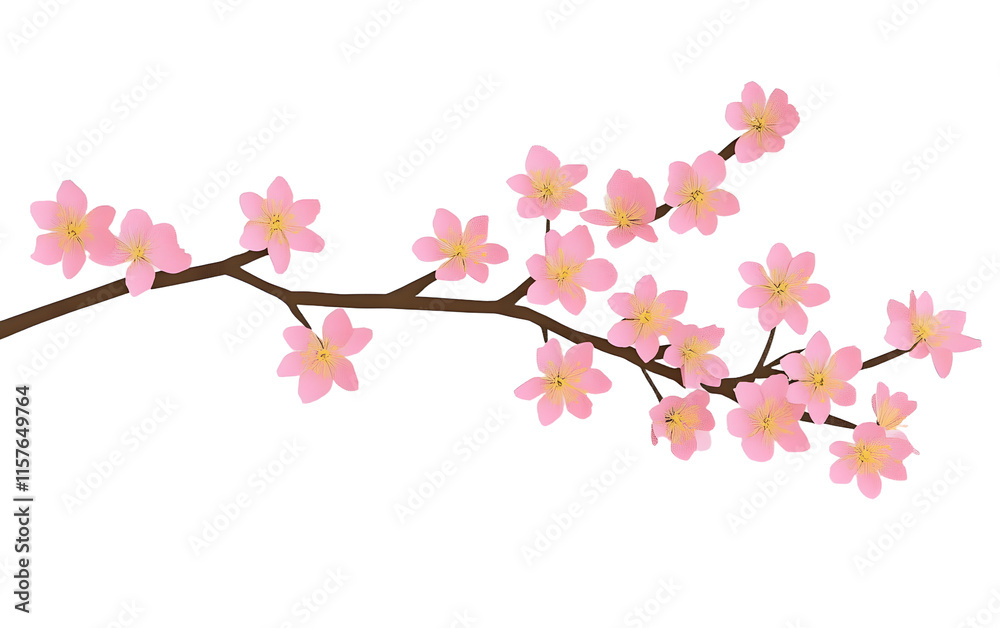 Pink cherry blossom branch with white background. Pink cherry blossom branch with white background.