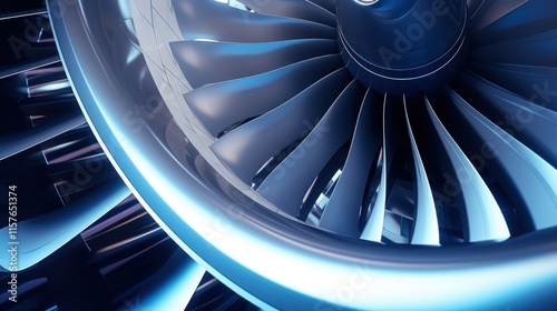 Front View of Airplane Jet Engine Turbine photo