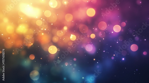 Colorful abstract background with glowing bubbles and lights creating a vibrant atmosphere at nighttime