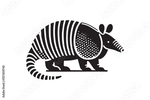 simple black an white armadillo vector silhouette isolated on a white background