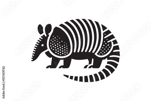 simple black an white armadillo vector silhouette isolated on a white background
