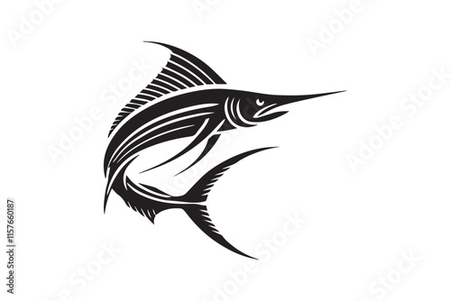 simple black an white sword fish vector silhouette isolated on a white background