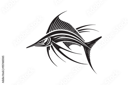 simple black an white sword fish vector silhouette isolated on a white background