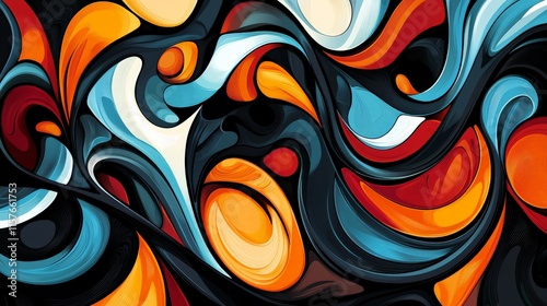 Abstract illustration of swirling, tangled lines and shapes representing a chaotic mind, vivid colors contrasting with dark shadows