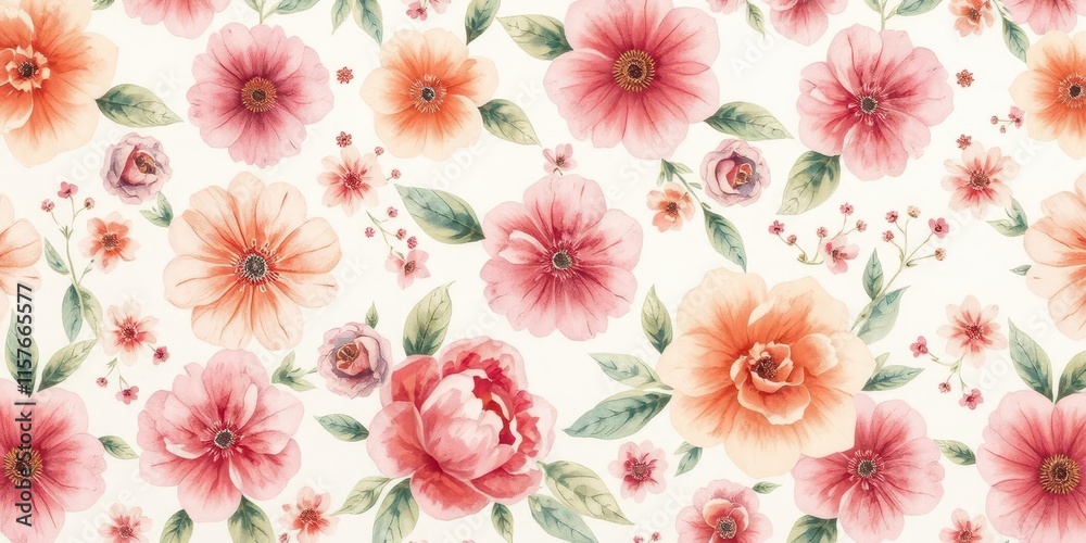 Fototapeta premium Delicate watercolor floral pattern, perfect for textile design and wallpaper, soft, design