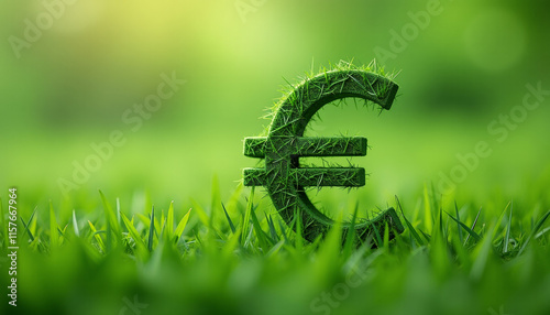 Sustainable Euro Symbol in Lush Green Grass