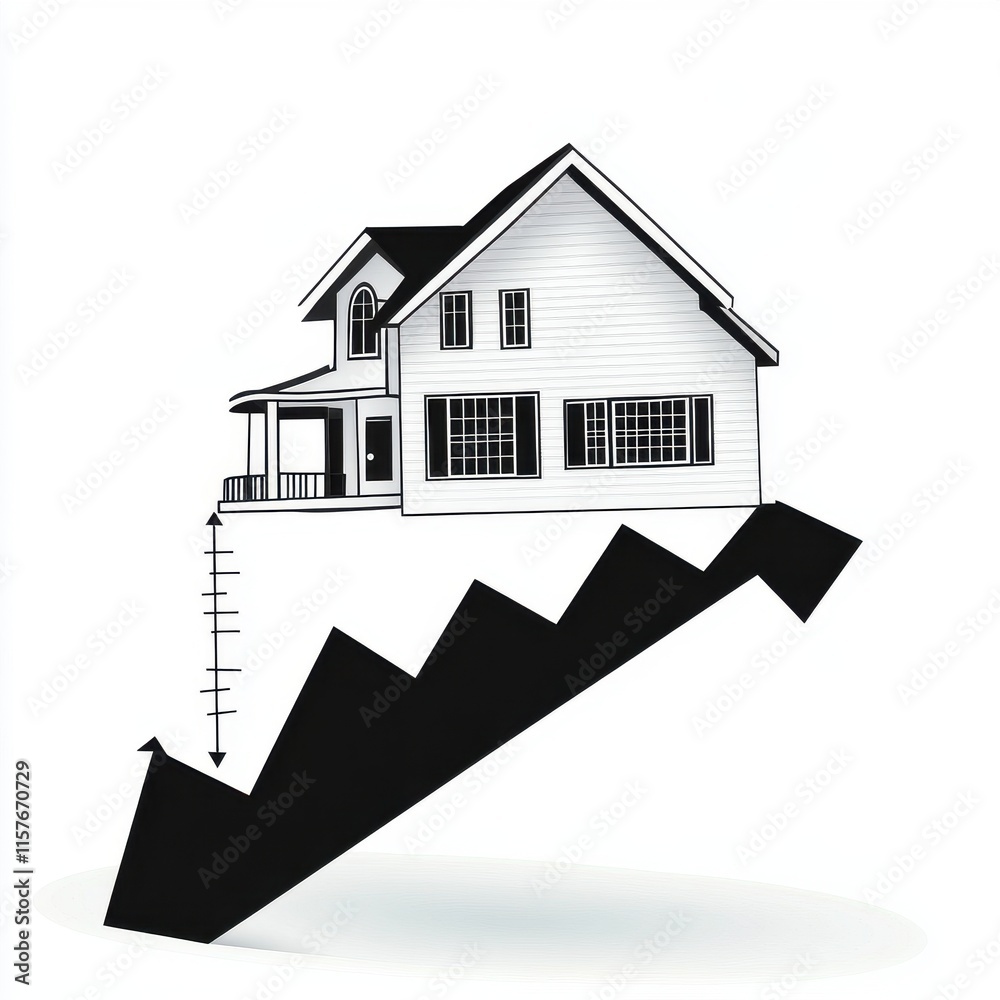 Illustration of a house emerging from a downward trend, symbolizing real estate market recovery. Illustration of a house emerging from a downward trend, symbolizing real estate market recovery.
