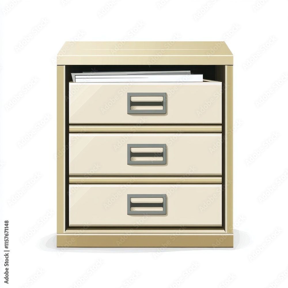 Simple and elegant three-drawer filing cabinet in a light beige color, perfect for home or office organization. Simple and elegant three-drawer filing cabinet in a light beige color, perfect for home or office organization.