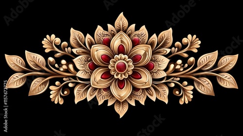 Floral motif design digital artwork abstract background decorative elements vibrant colors artistic concept